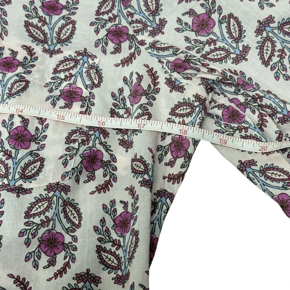 J.Crew Women's Sz S Pink Floral Button-Down Shirt Long Sleeve Cotton Blouse - Picture 6 of 6